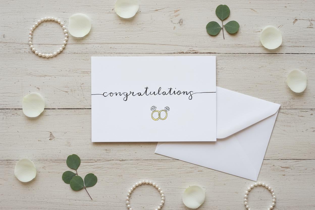 Congratulations; Queer/Lesbian wedding card; Hand-painted watercolor design; LGBTQ+ inclusive; printed on textured white paper; Mrs. & Mrs.