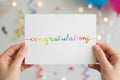 Congratulations Greeting Card; Hand-painted watercolor design; LGBTQ+ Pride; Queer Celebration; Allyship Support; Rainbow