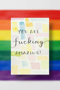 Colorful & Supportive Card | Hand-painted Watercolor Design | LGBTQ+ Pride | Celebration | Well Done | Card for Milestones | Rainbow