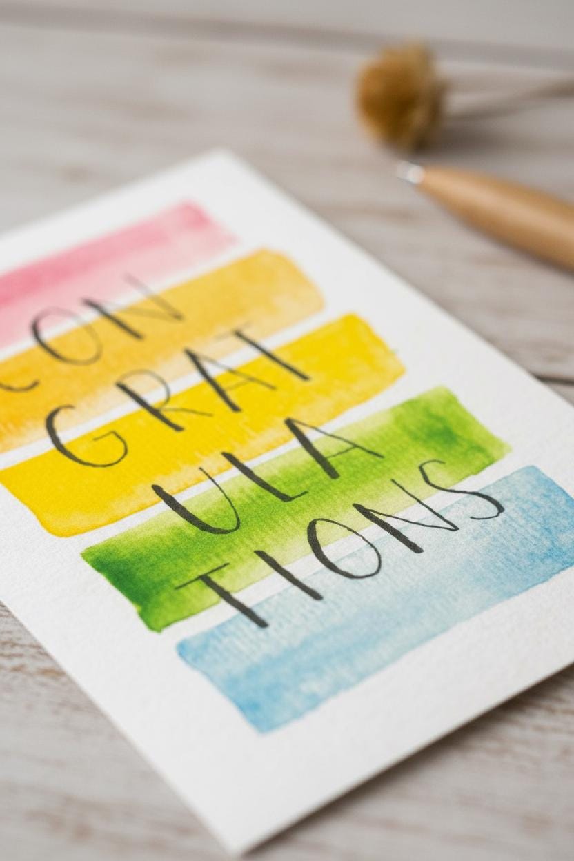 Congratulations Card | Hand-painted Watercolor Design | LGBTQ+ Pride | Celebration | Well Done | Card for Milestones | Rainbow