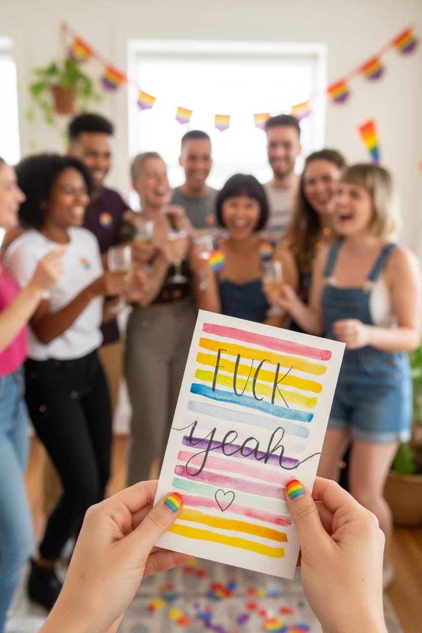 Colorful & Supportive Card | Hand-painted Watercolor Design | LGBTQ+ Pride | Celebration | Well Done | Card for Milestones | Rainbow