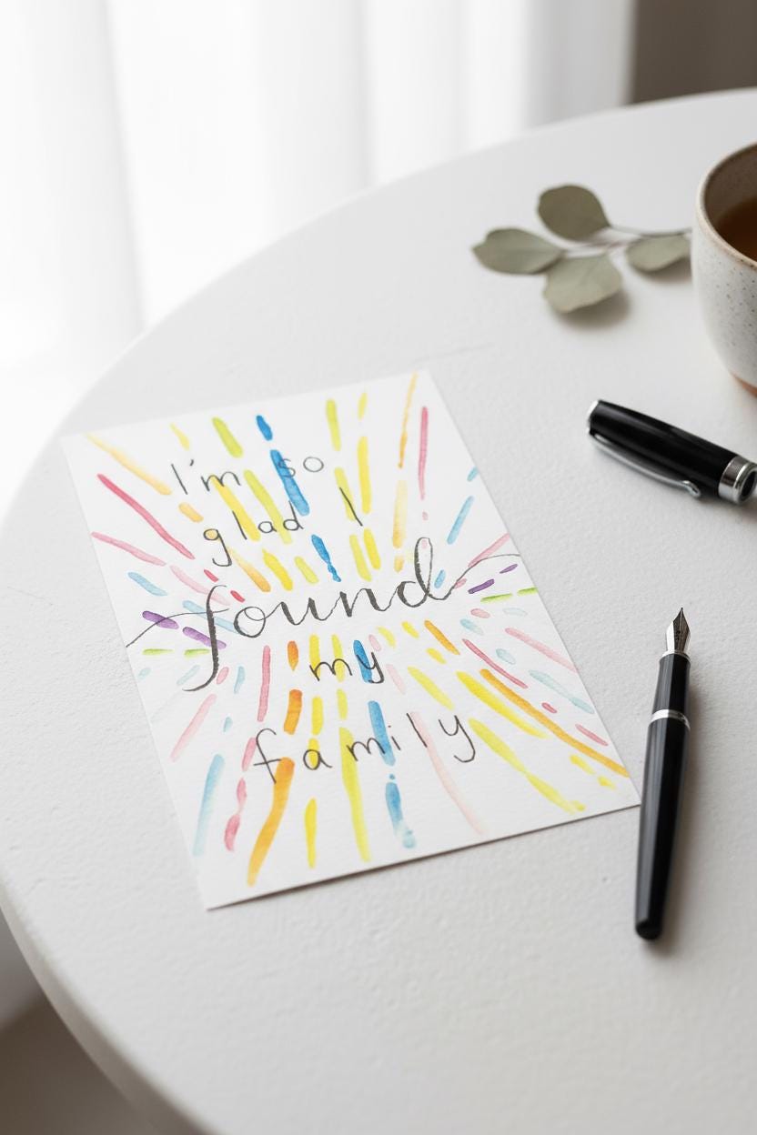 Chosen Family Card | Hand-painted Watercolor Design | LGBTQ+ Pride | Celebration | Friendship | Card to Holidays | Friendsgiving | Rainbow