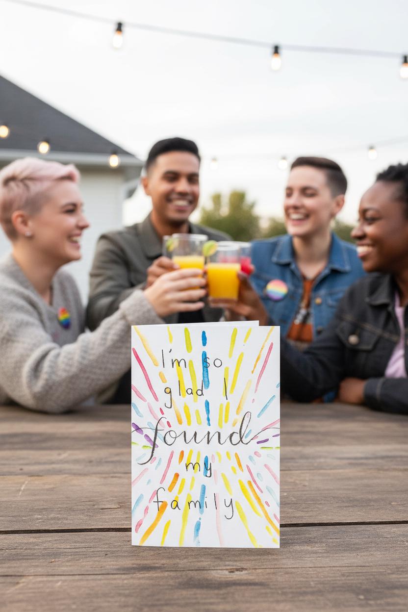 Chosen Family Card | Hand-painted Watercolor Design | LGBTQ+ Pride | Celebration | Friendship | Card to Holidays | Friendsgiving | Rainbow