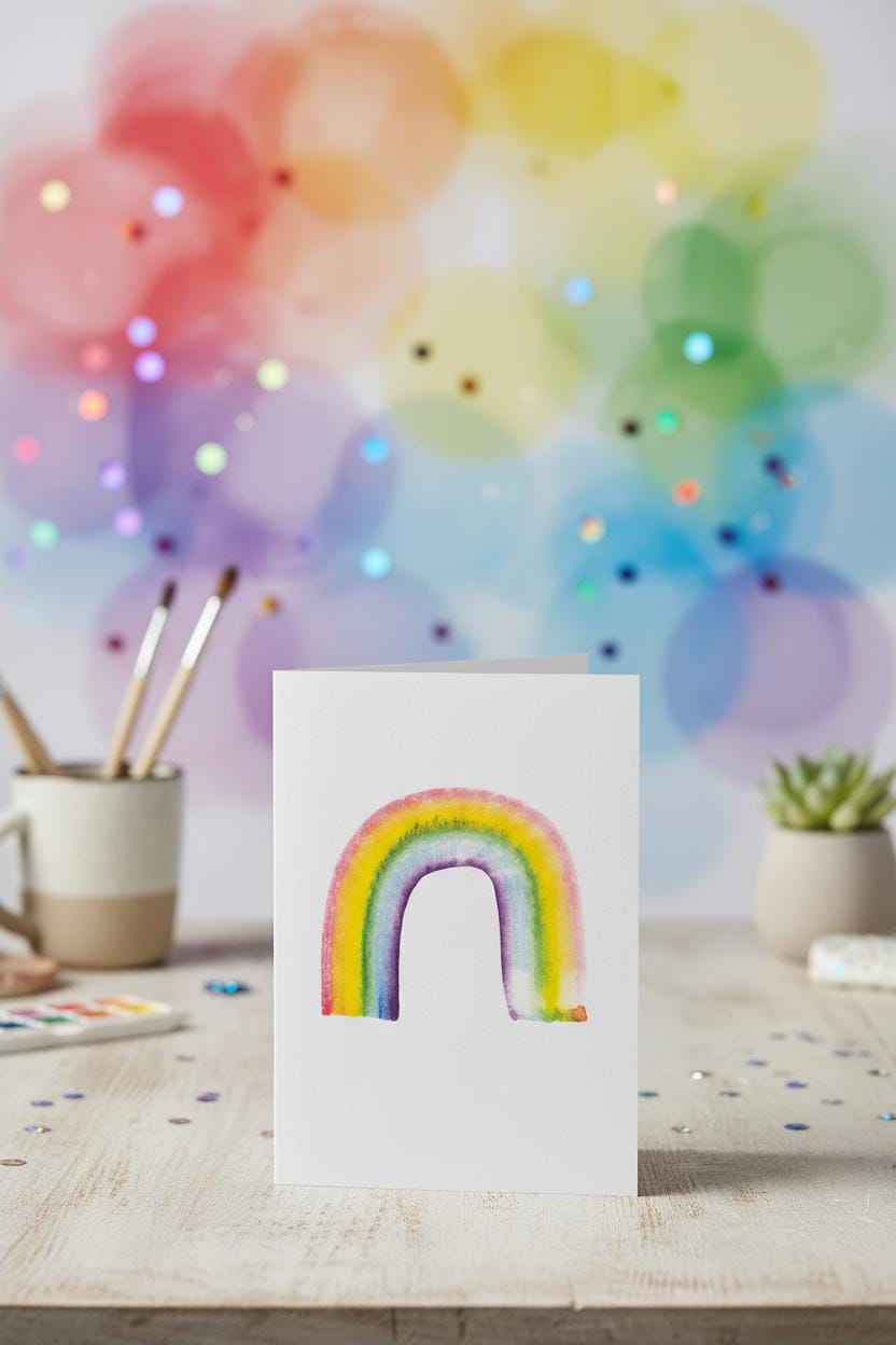Colorful & Supportive Card | Hand-painted Watercolor Design | LGBTQ+ | Celebration | Gift for Him, Her, Them | Thank You Card | Rainbow