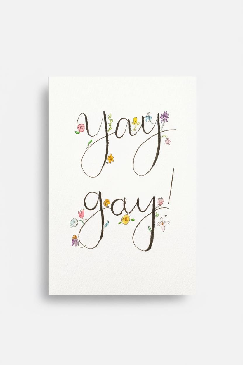 Colorful & Supportive Card | Hand-painted Watercolor Design | LGBTQ+ | Celebration | Gift for Him, Her, Them | Thank You Card | Rainbow