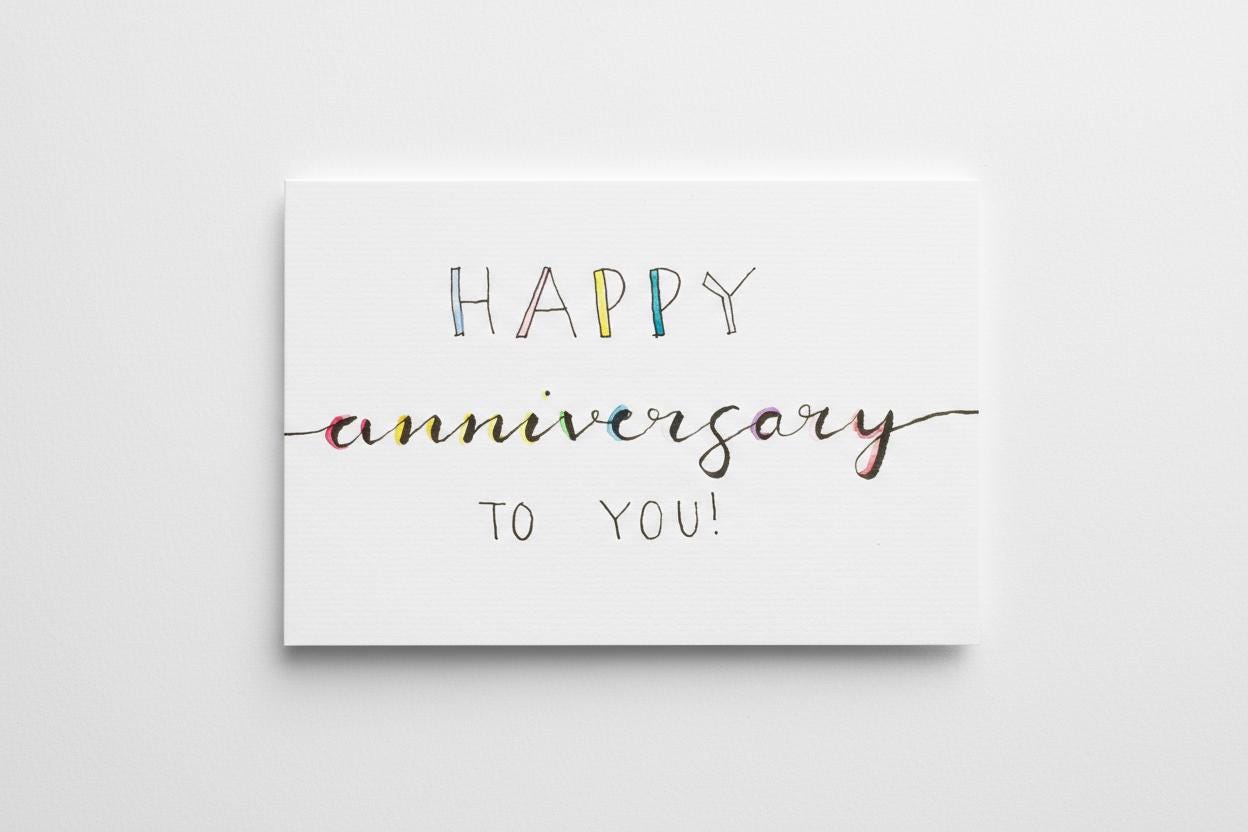 Anniversary Card | Hand-painted Watercolor Design | LGBTQ+ Pride | Celebration | Wedding | Gift for Them | Congratulations Card | Rainbow