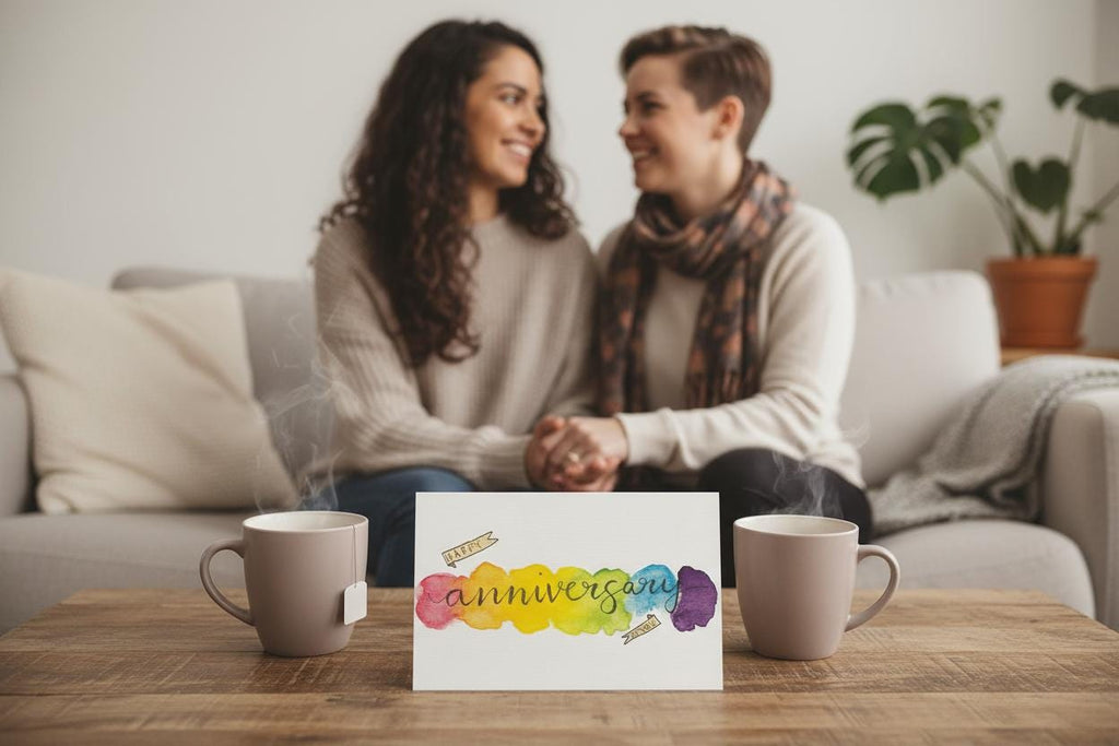 Anniversary Card | Hand-painted Watercolor Design | LGBTQ+ Pride | Celebration | Wedding | Gift for Them | Congratulations Card | Rainbow