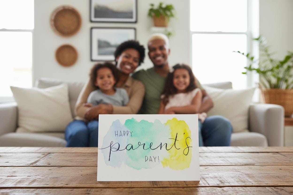 Happy Parent's Day Card | LGBTQ+ Inclusive | Gender Neutral Watercolor | Modern Family Celebration Card | New Parents | Genderless