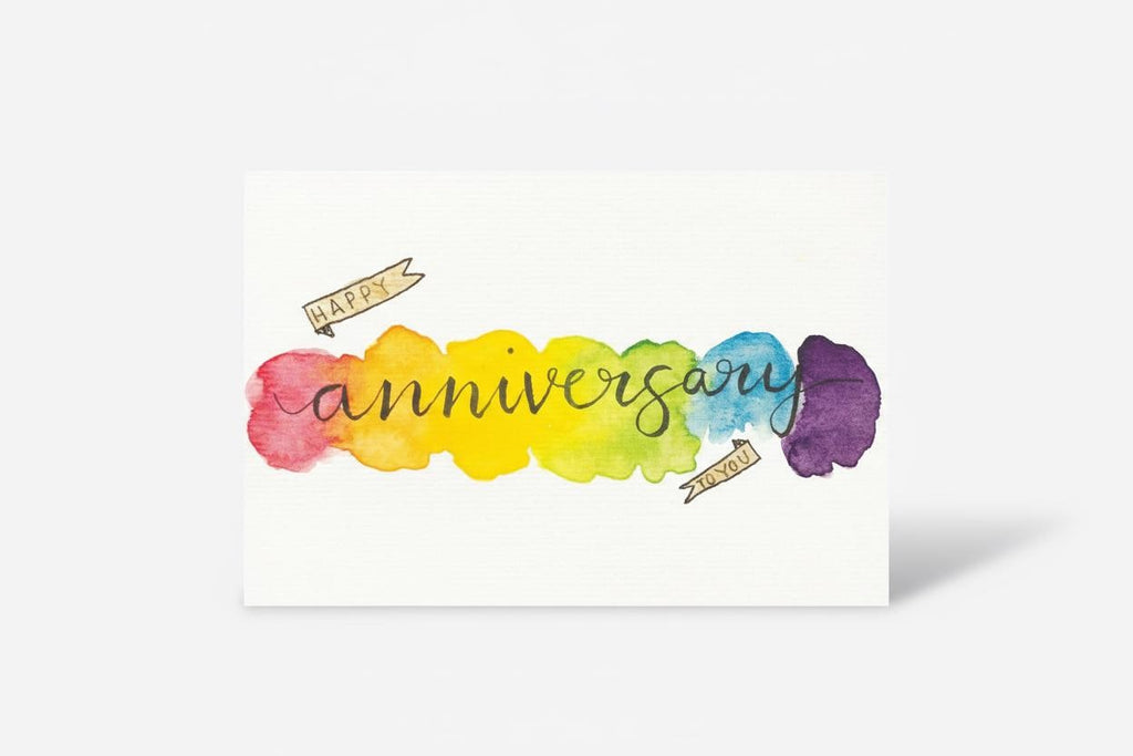 Anniversary Card | Hand-painted Watercolor Design | LGBTQ+ Pride | Celebration | Wedding | Gift for Them | Congratulations Card | Rainbow