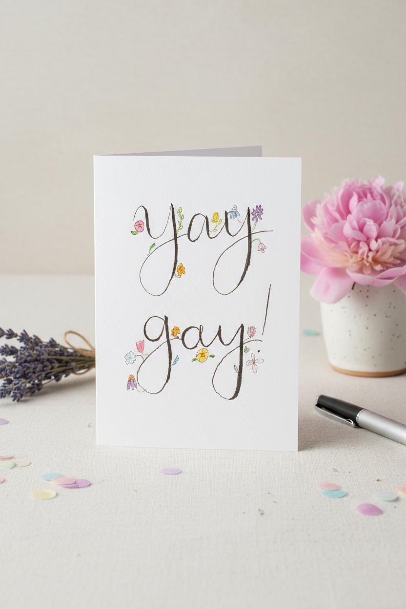 Colorful & Supportive Card | Hand-painted Watercolor Design | LGBTQ+ | Celebration | Gift for Him, Her, Them | Thank You Card | Rainbow