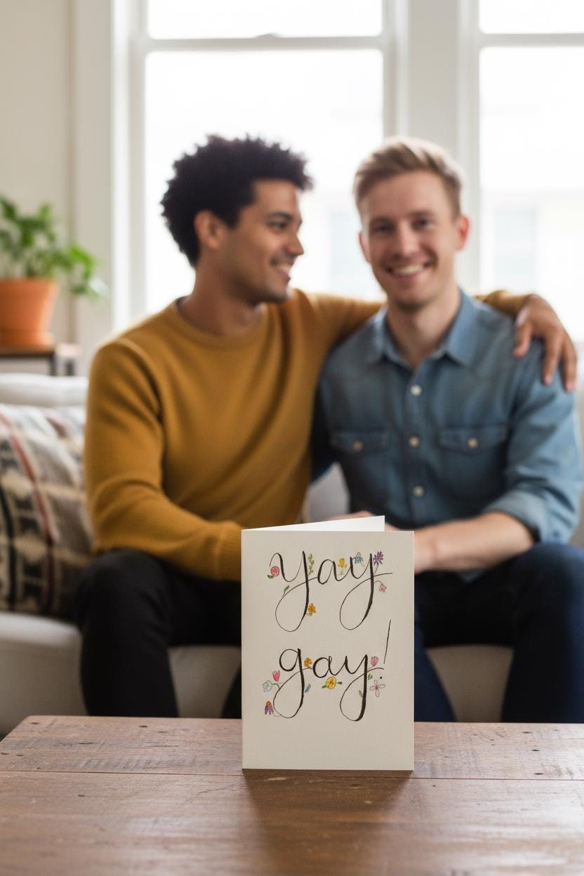 Colorful & Supportive Card | Hand-painted Watercolor Design | LGBTQ+ | Celebration | Gift for Him, Her, Them | Thank You Card | Rainbow