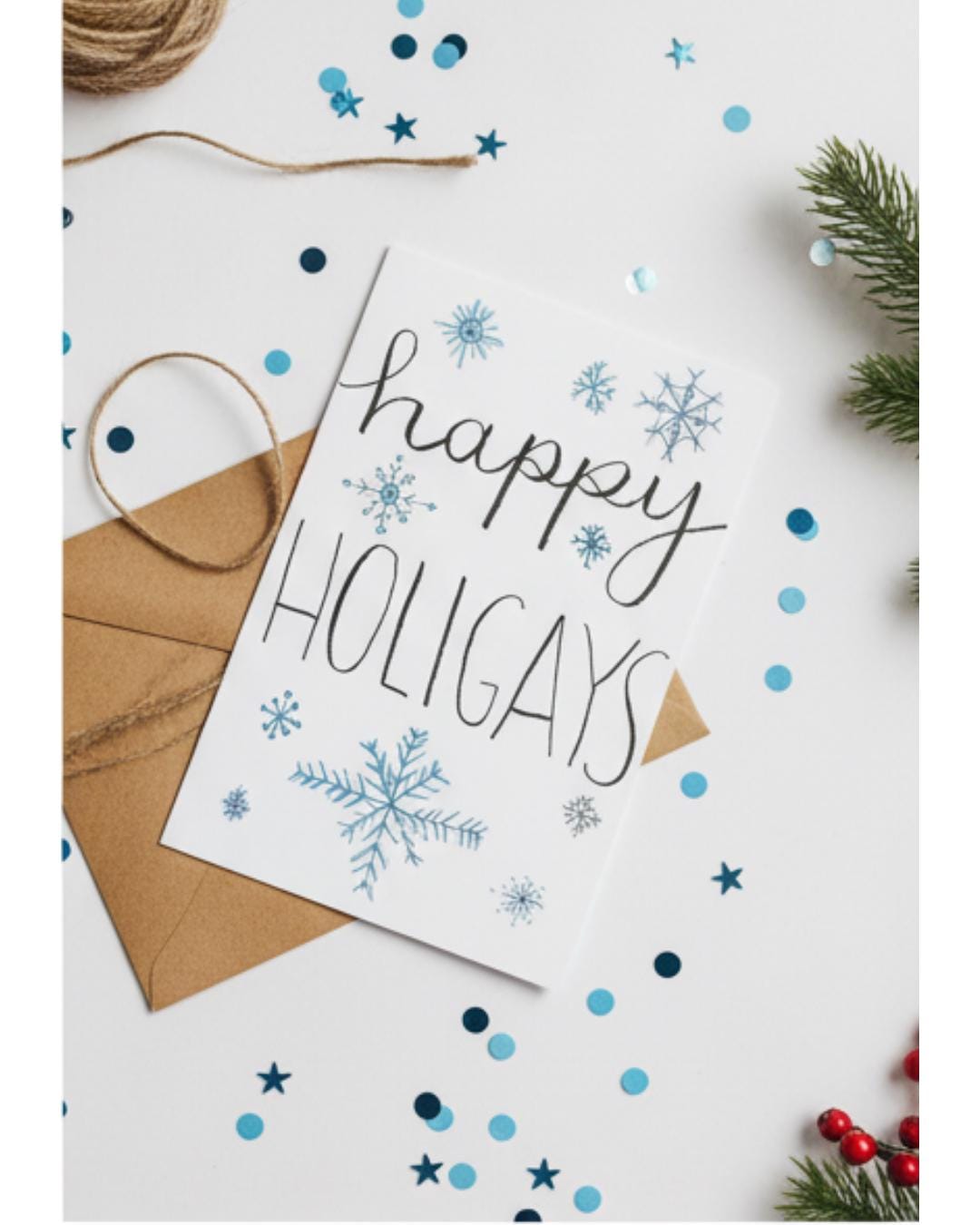 Happy Holigays Card | LGBTQ+ Inclusive | Minimalist Watercolor | Holiday Celebration Card