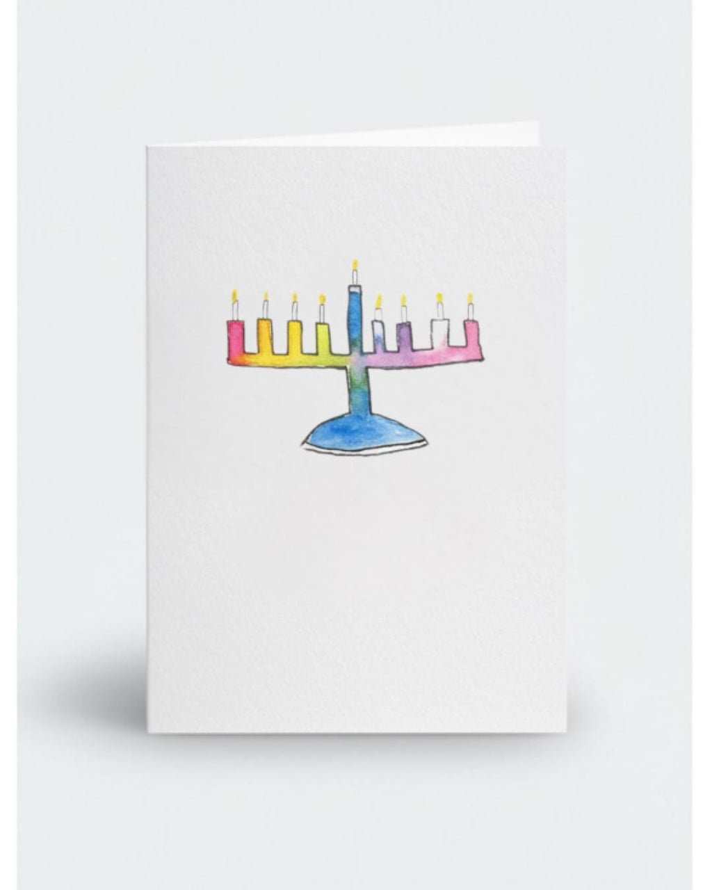 Happy Hanukkah Card | LGBTQ+ Inclusive | Rainbow Watercolor Menorah | Jewish Holiday Celebration Card