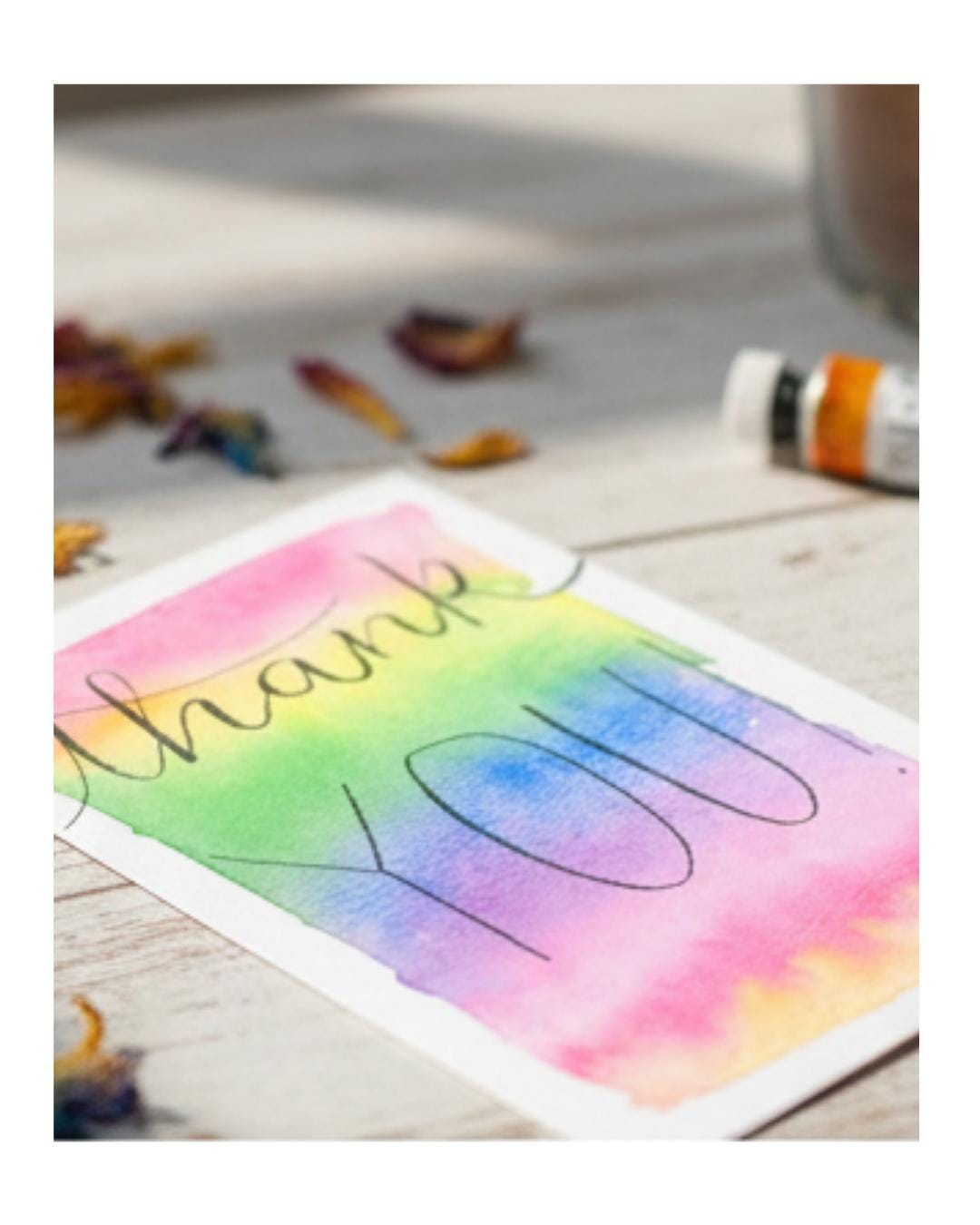 Thank You Card | Hand-painted Watercolor Gradient Design | LGBTQ+ | Celebration | Gift for Him, Her, Them | Rainbow