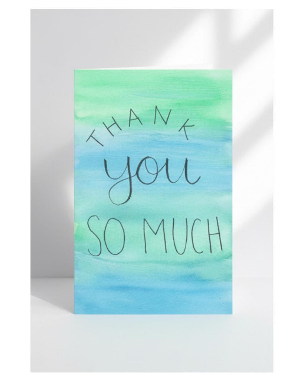 Thank You Card | Hand-painted Watercolor Gradient Design | LGBTQ+ | Celebration | Gift for Him, Her, Them | Blue and Green | Blank Inside