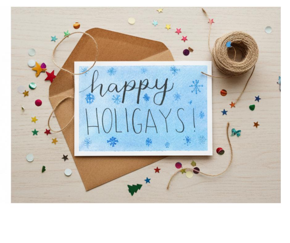 Happy Holigays Card | LGBTQ+ Inclusive | Snowy Watercolor | Chosen Family Holiday Card