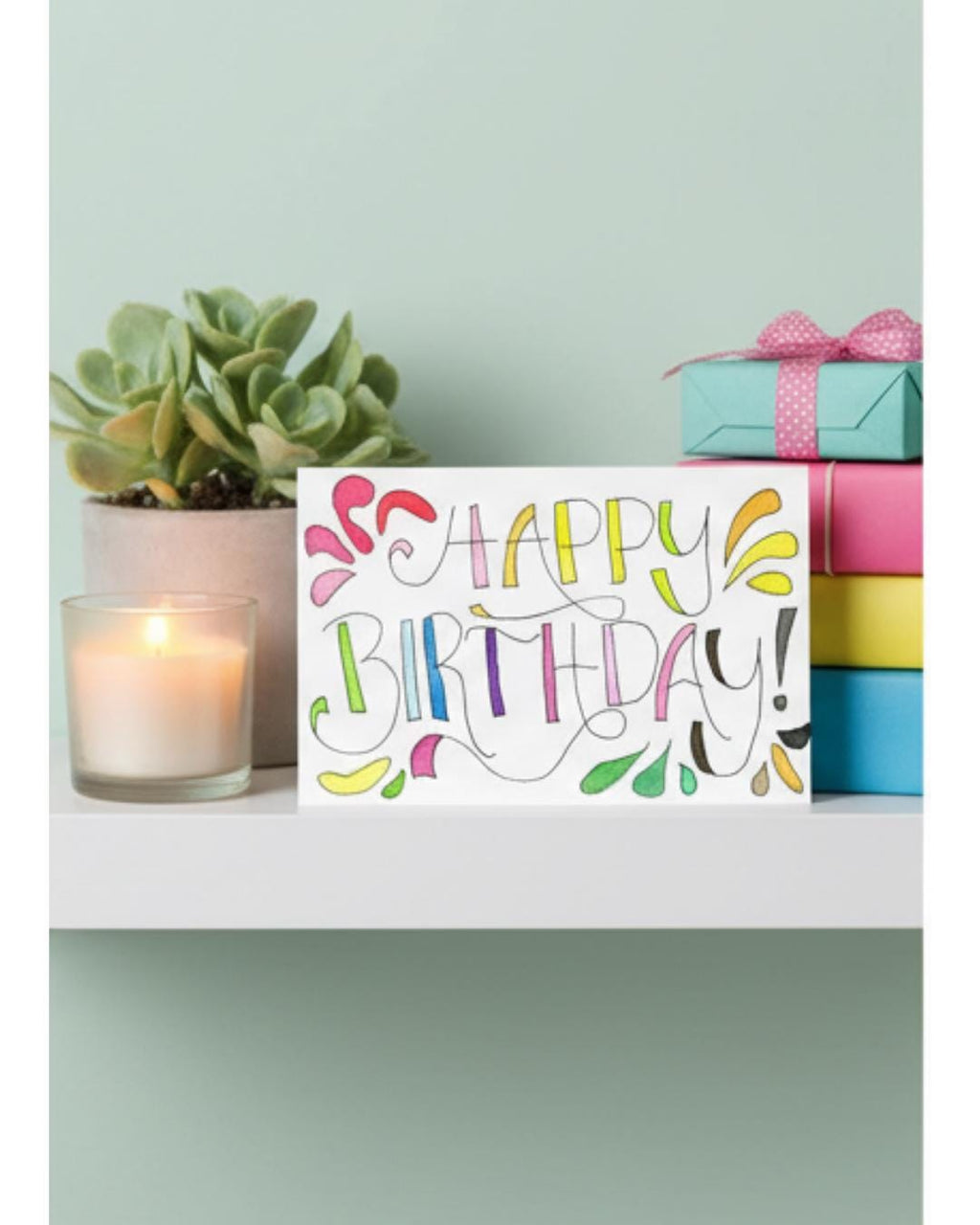 Happy Birthday Greeting Card | Rainbow Confetti Design | LGBTQ+ Inclusive | Queer Celebration | Handmade Watercolor Design | Blank Inside