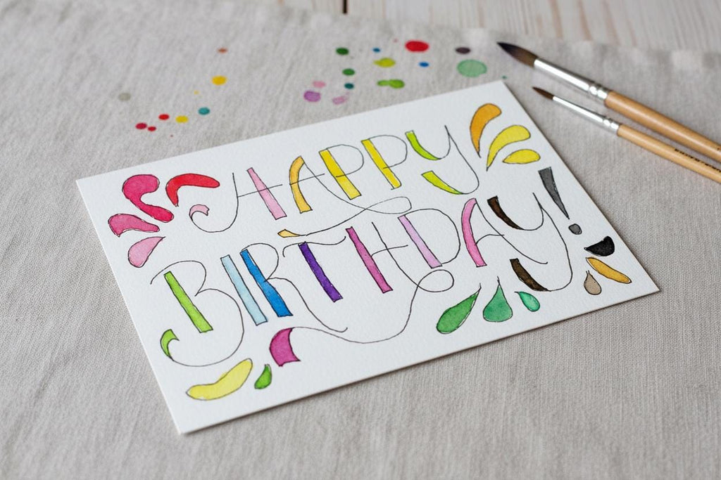 Happy Birthday Greeting Card | Rainbow Confetti Design | LGBTQ+ Inclusive | Queer Celebration | Handmade Watercolor Design | Blank Inside