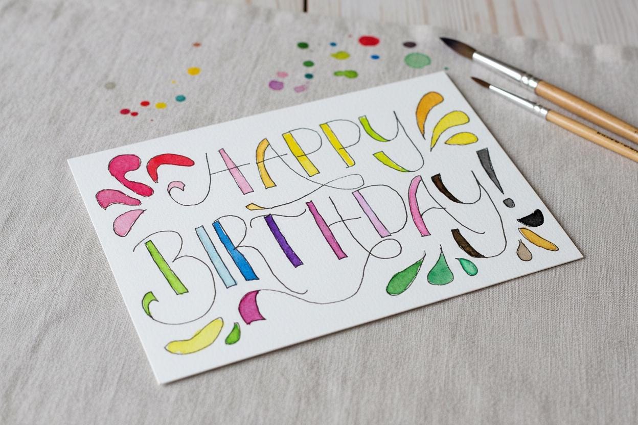 Happy Birthday Greeting Card | Rainbow Confetti Design | LGBTQ+ Inclusive | Queer Celebration | Handmade Watercolor Design | Blank Inside