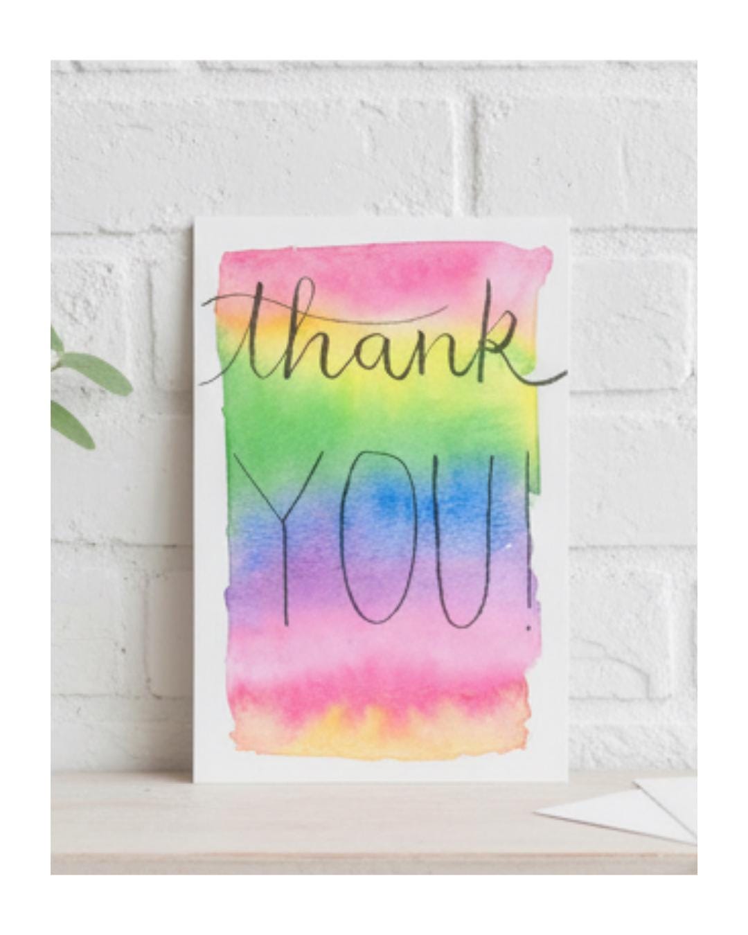 Thank You Card | Hand-painted Watercolor Gradient Design | LGBTQ+ | Celebration | Gift for Him, Her, Them | Rainbow