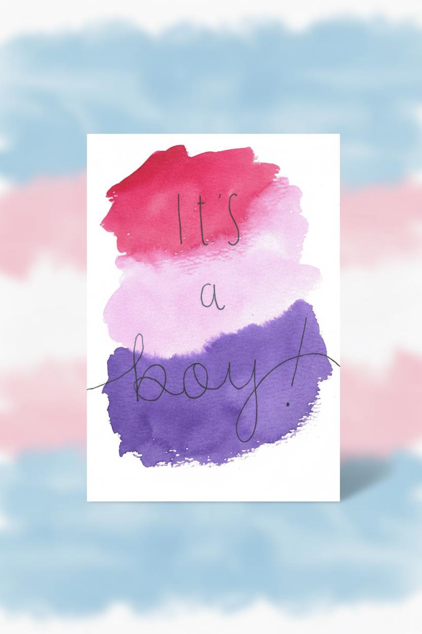 Trans Boy Coming Out Card | “It’s a Boy!” Rainbow Watercolor | Affirming Transgender Milestone, Transition, Name Change, T-Versary