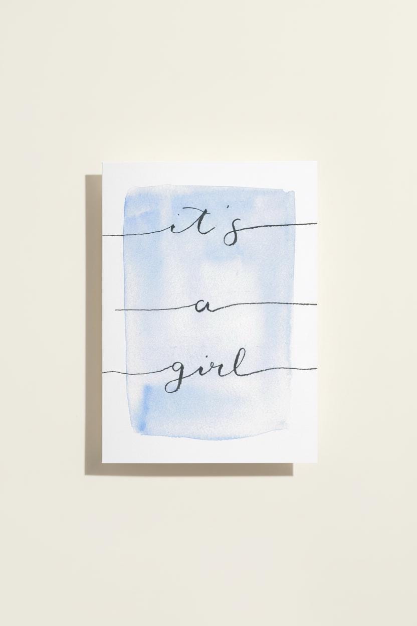 Trans Girl Coming Out Card | “It’s a Girl!” Blue Watercolor | Affirming Transgender Milestone, Transition, Name Change, HRT Anniversary