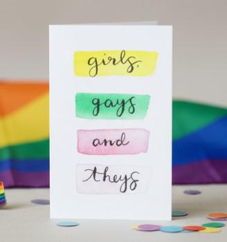 Colorful & Supportive Card | Hand-painted Watercolor Design | LGBTQ+ | Celebration | Gift for Him, Her, Them | Pride Card | Rainbow