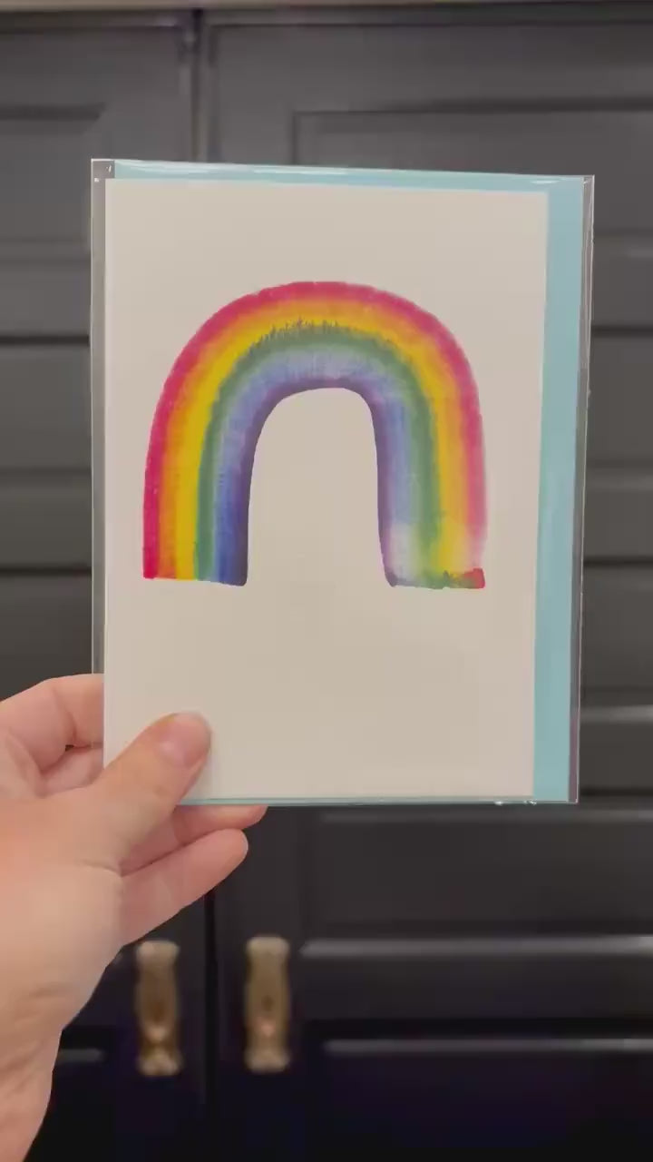 Colorful & Supportive Card | Hand-painted Watercolor Design | LGBTQ+ | Celebration | Gift for Him, Her, Them | Thank You Card | Rainbow